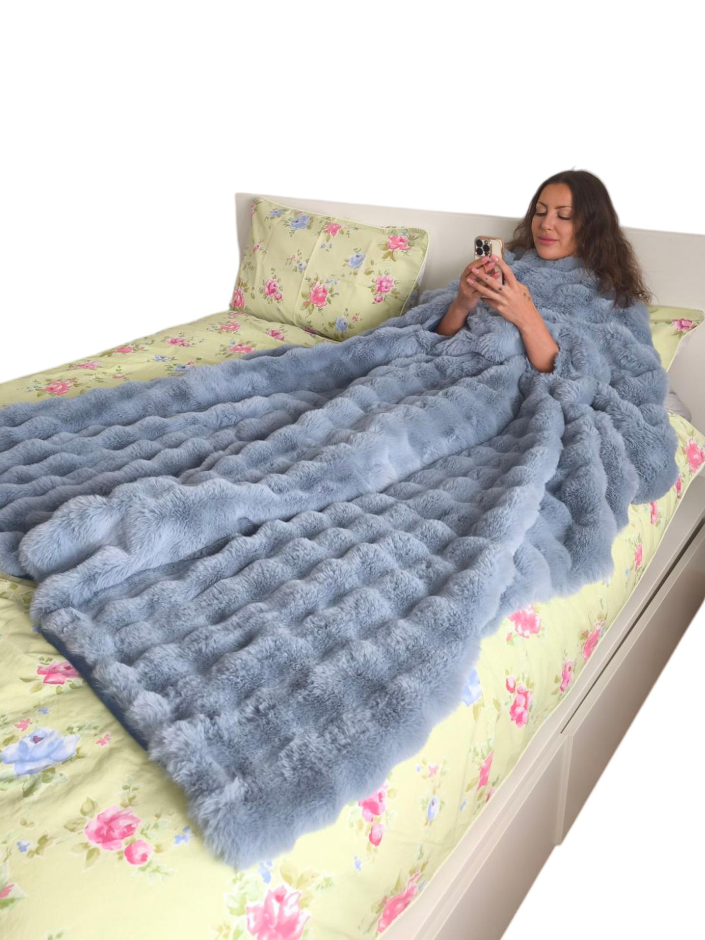 Phone Blanket Rabbit Fur - Grey