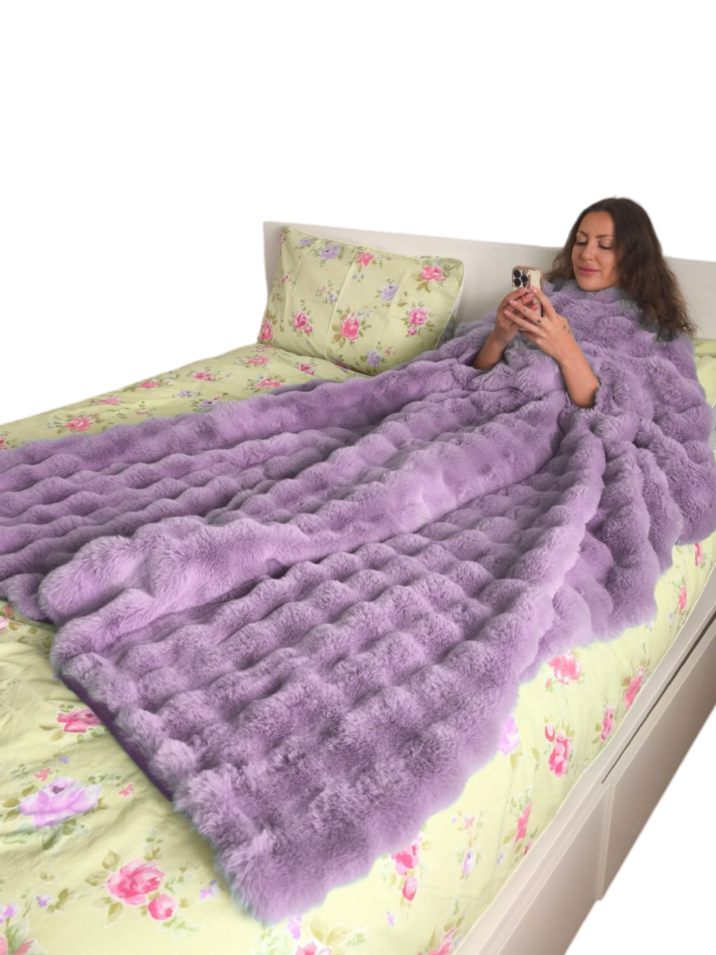 Phone Blanket Rabbit Fur - Purple