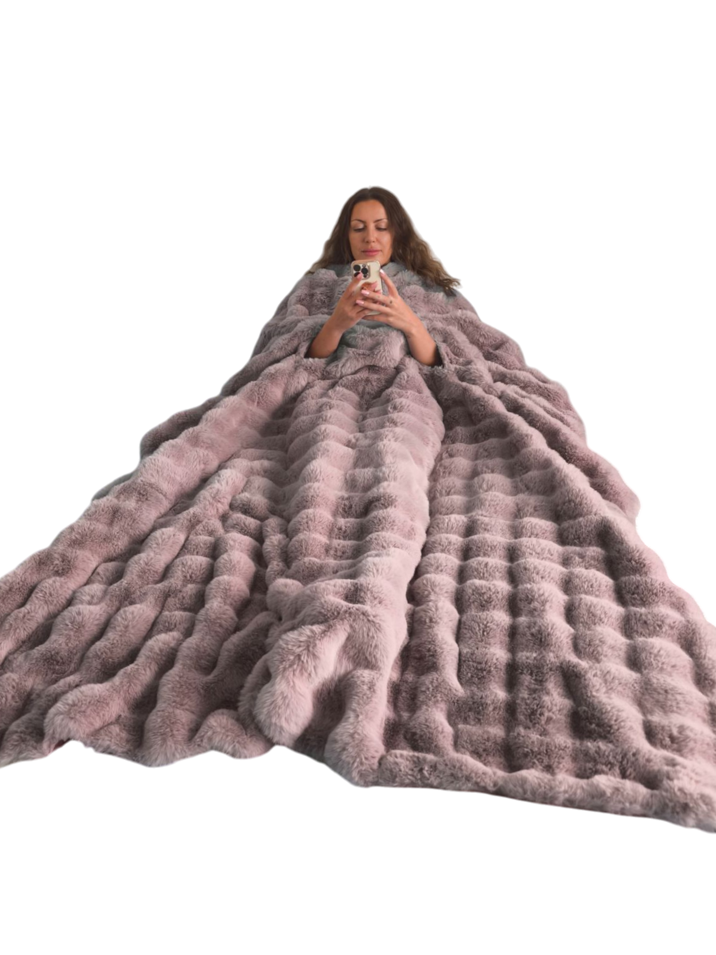 Phone Blanket Rabbit Fur - Brown