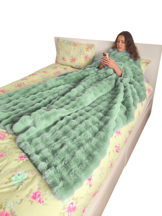 Phone Blanket Rabbit Fur - Green