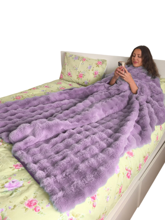 Phone Blanket Rabbit Fur - Purple